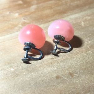 Vintage Pink Dome Earrings
